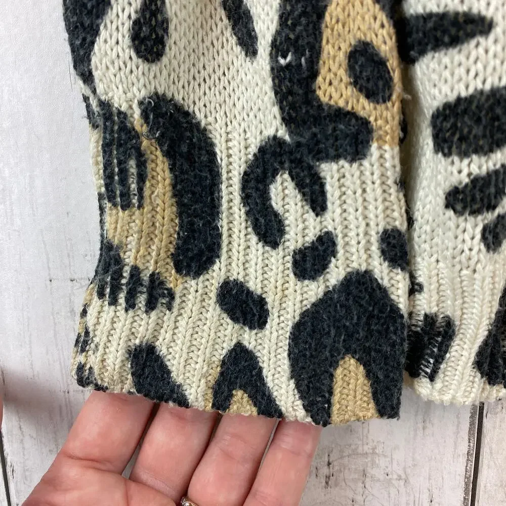 Show Me Your Mumu Mellow Animal Knit Leopard Relaxed Bonfire Sweater Size Small